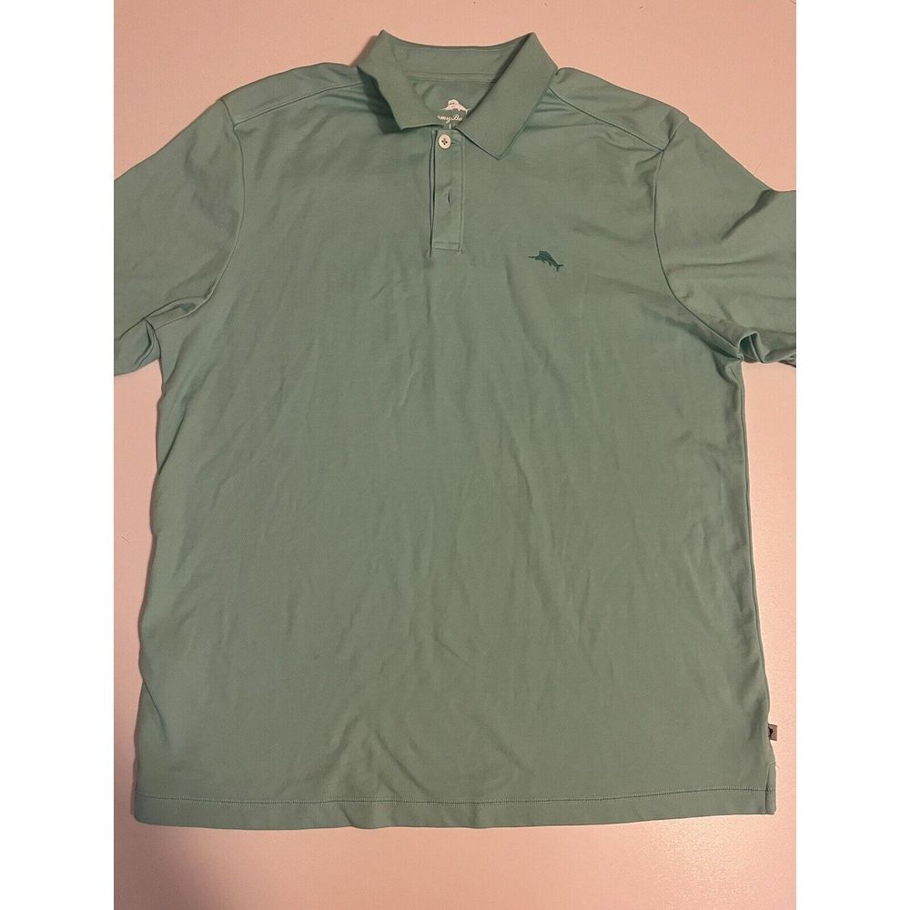 Tommy Bahama Mens L Seafoam Green Short Sleeve Relaxed Golf Polo Shirt Large